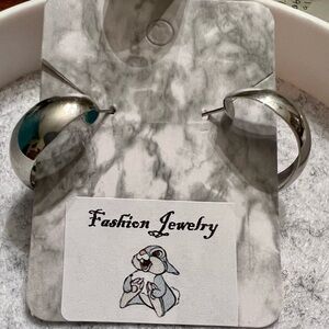 NWT Small Pairs Sliver Moon Hoop Earrings